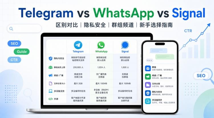 Telegram 和 WhatsApp 有什么区别?与 Signal 对比,看完就会选